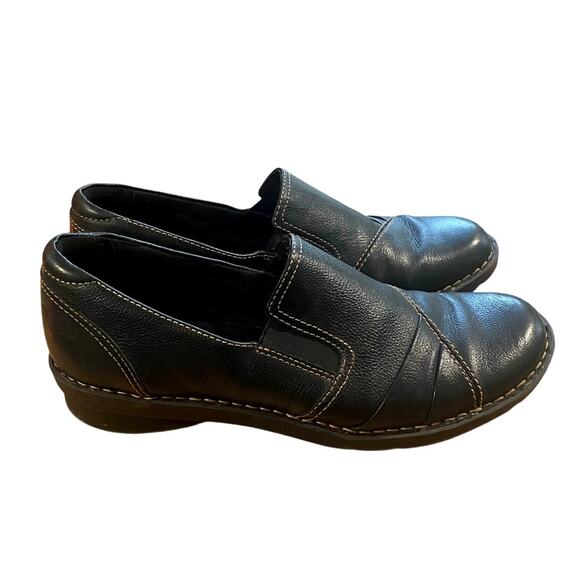 Clarks Bendables Womens Loafers 9.5 Black Leather Slip On Shoes Career Office - Picture 5 of 9
